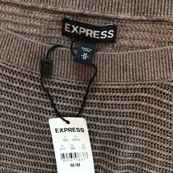NWT Express Mesh Dolman Knit Sweater Top Taupe Brown Shirt M - Picture 7 of 12